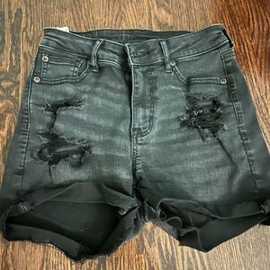American Eagle Black ripped jeans shorts